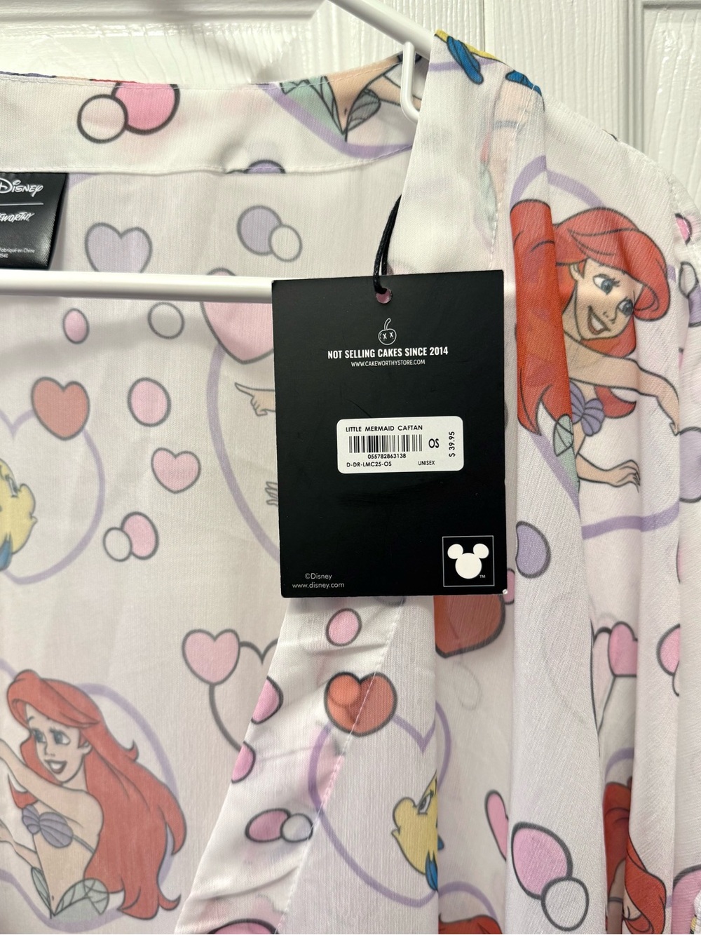Disney Little Mermaid Ariel Print Beach Cover-Up - Pink & White NWT - Picture 5 of 8